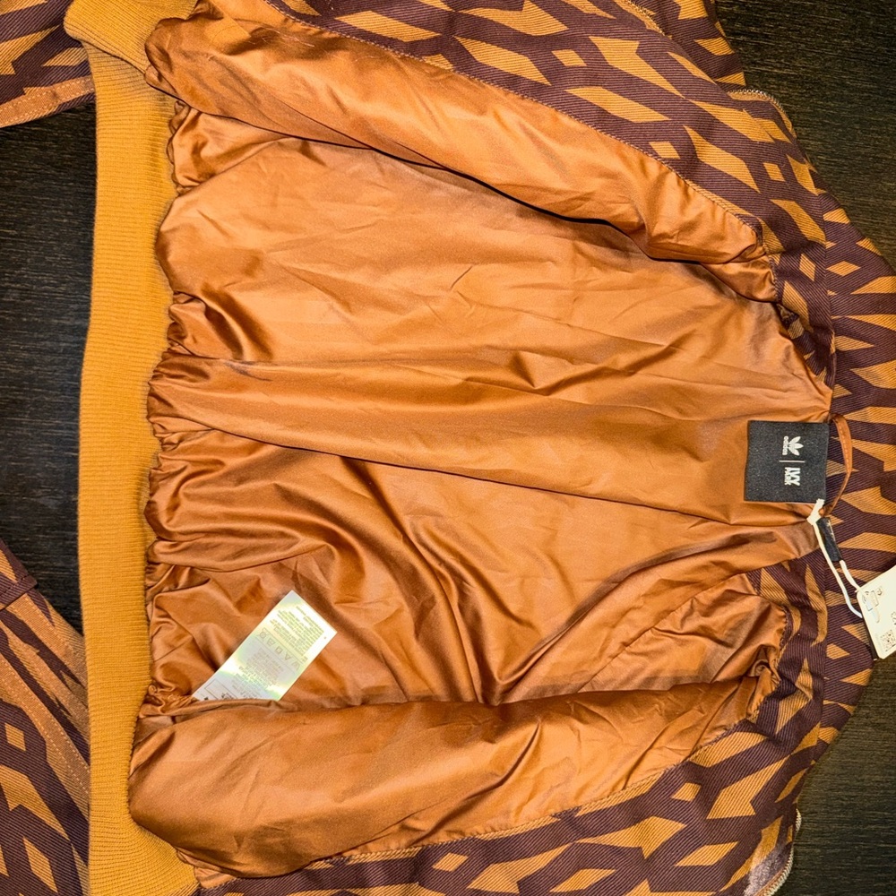 adidas Brown Patterned Cropped Bomber Jacket - image 9